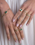 14k Emerald Tiered Bezel Ring