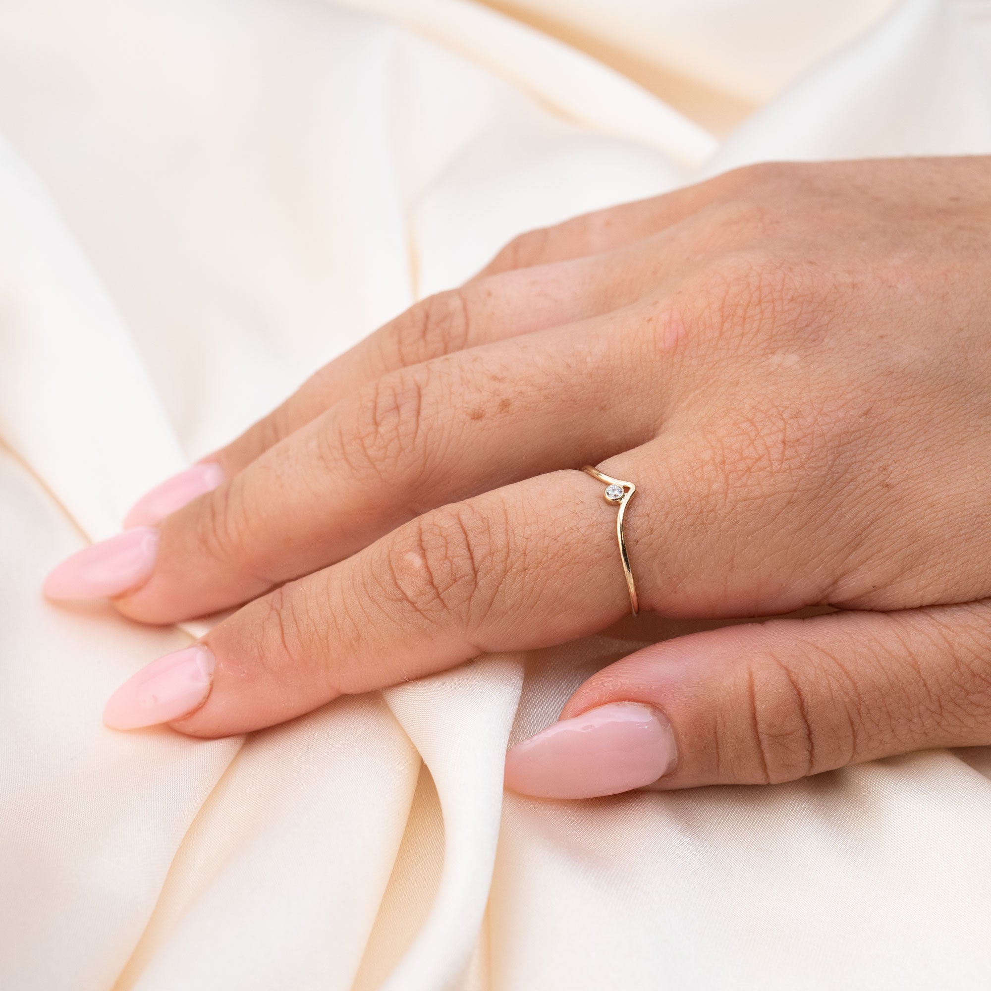 Gold Filled Crystal Chevron Stacker