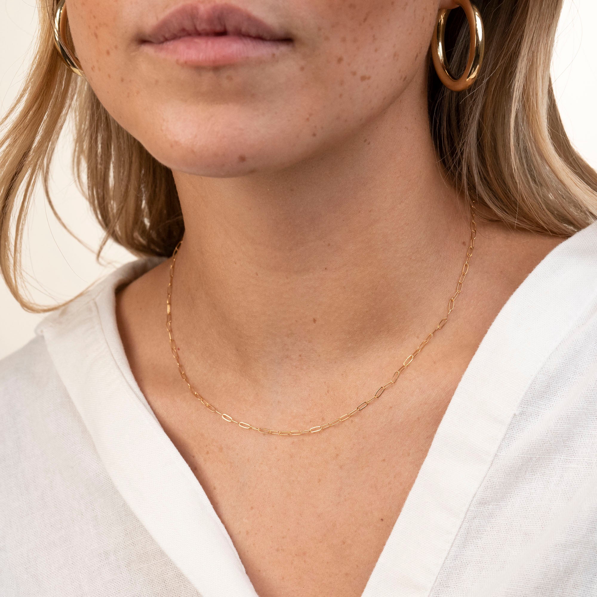 Gold Filled Thin Paperclip Necklace