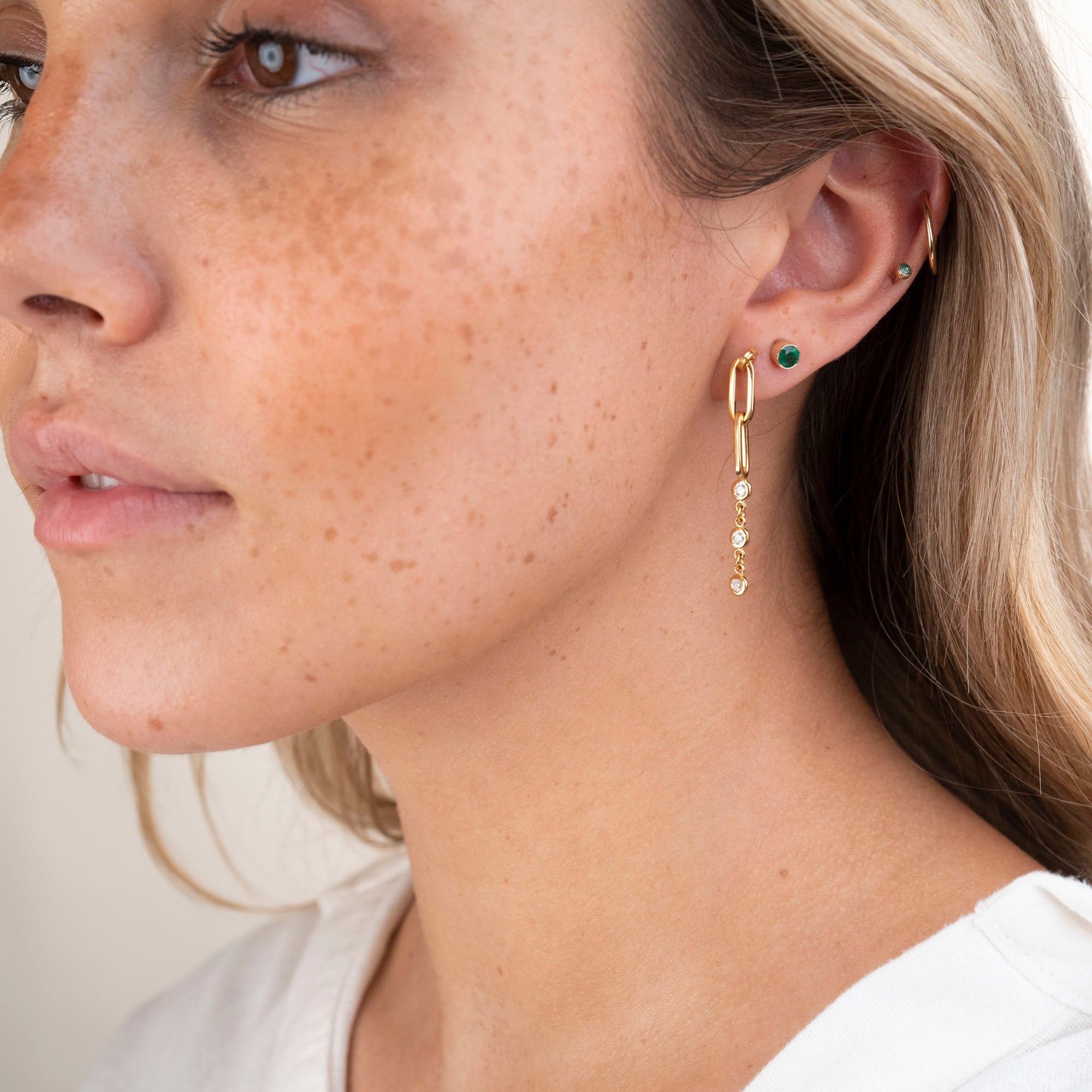 14k Paperclip Diamond Drop Earrings .31 CTW