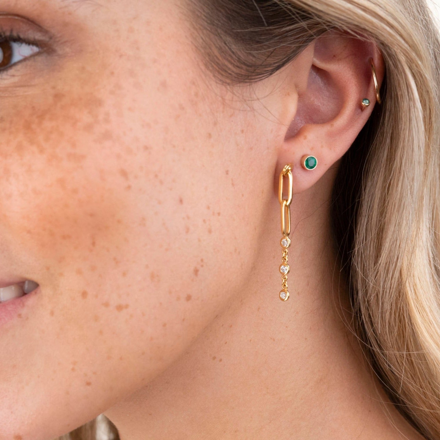 14k Paperclip Diamond Drop Earrings .31 CTW