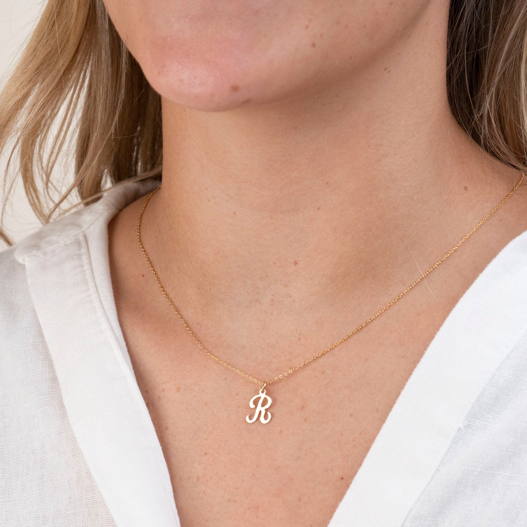 Gold Filled Script Letter Necklace | Script Letter Charm