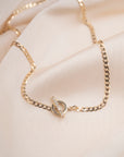 14k Diamond Toggle Curb Link Necklace .10 CTW