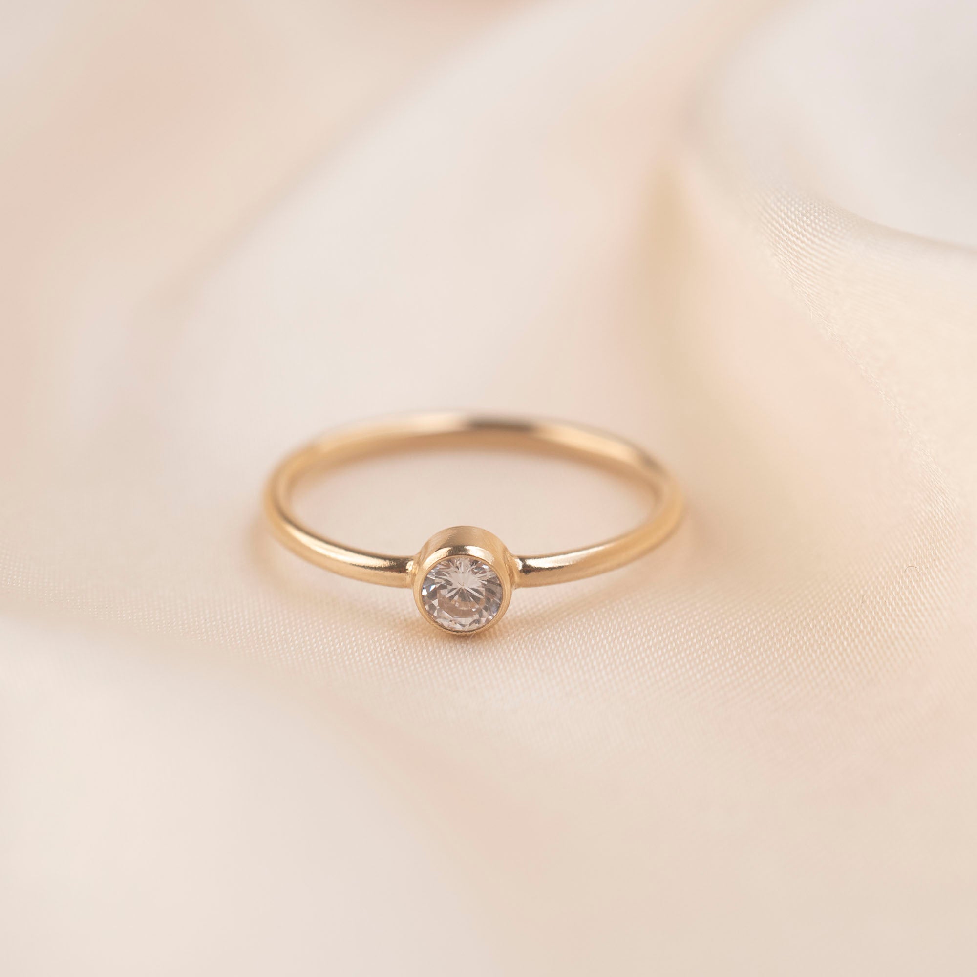 Gold Filled Large Crystal Ring