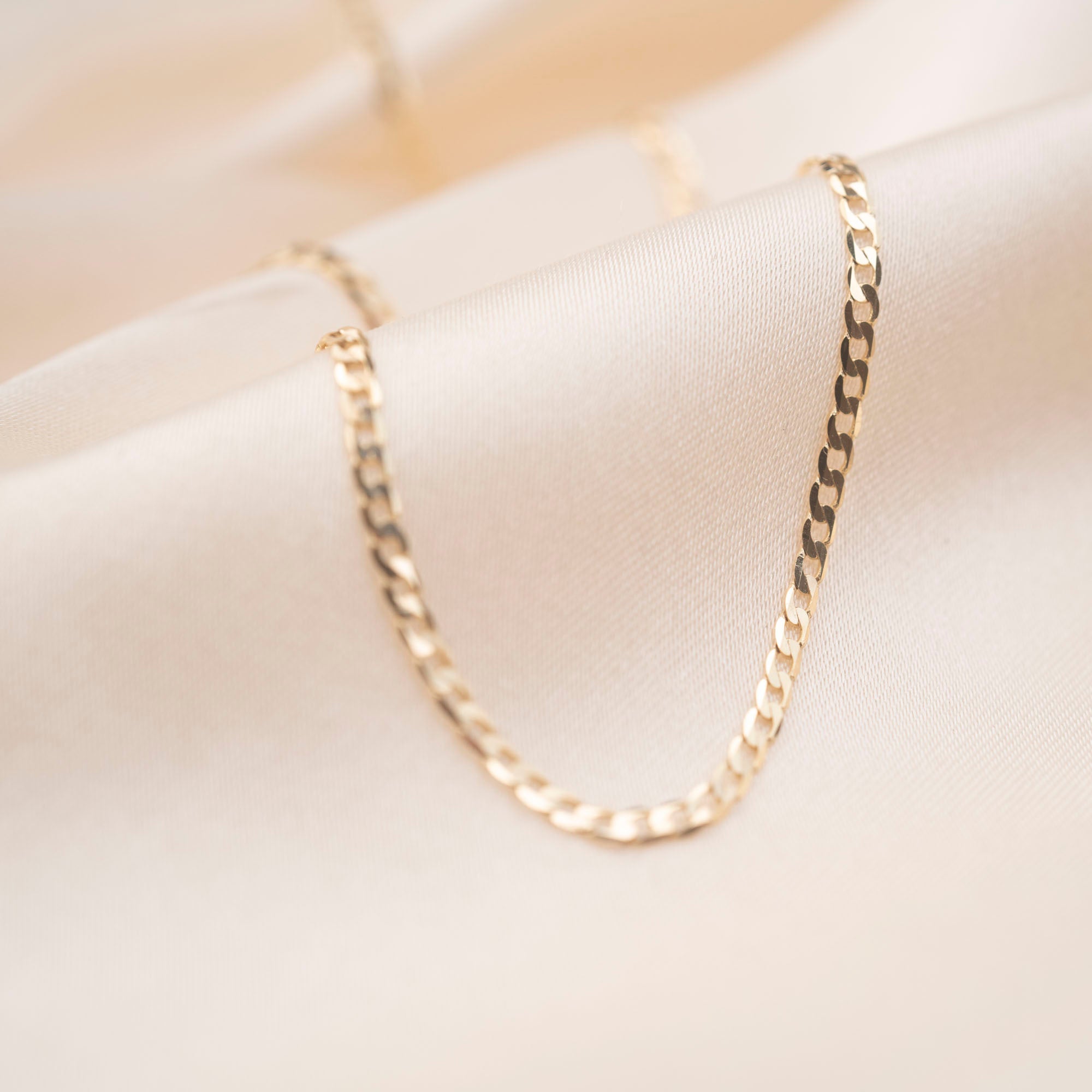 14k Thin Curb Link Necklace