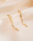 14k Paperclip Diamond Drop Earrings .31 CTW