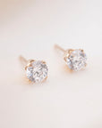 Gold Filled Crystal Studs | White