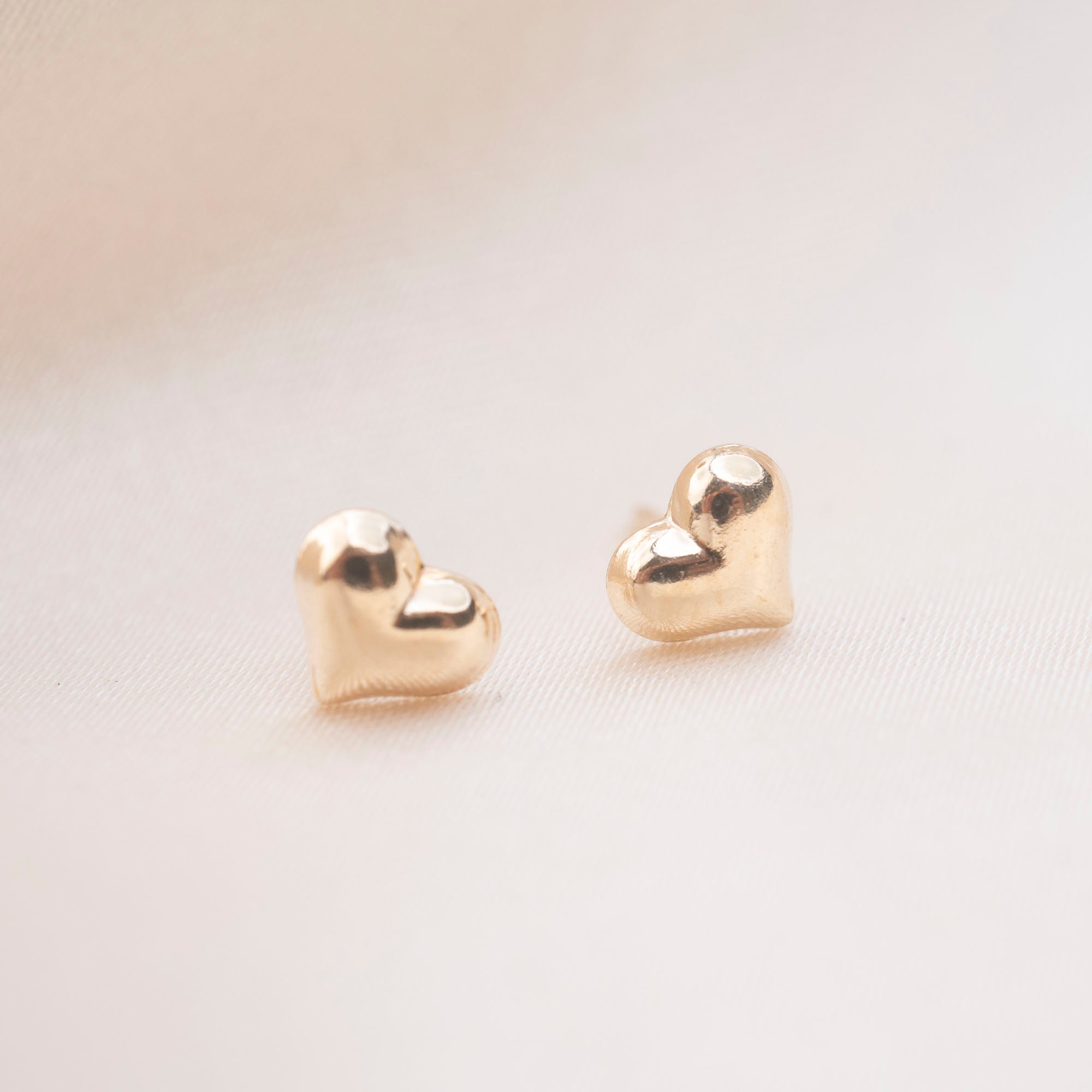 Gold Filled Puffy Heart Studs