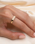 14k Rectangle Diamond Signet Ring