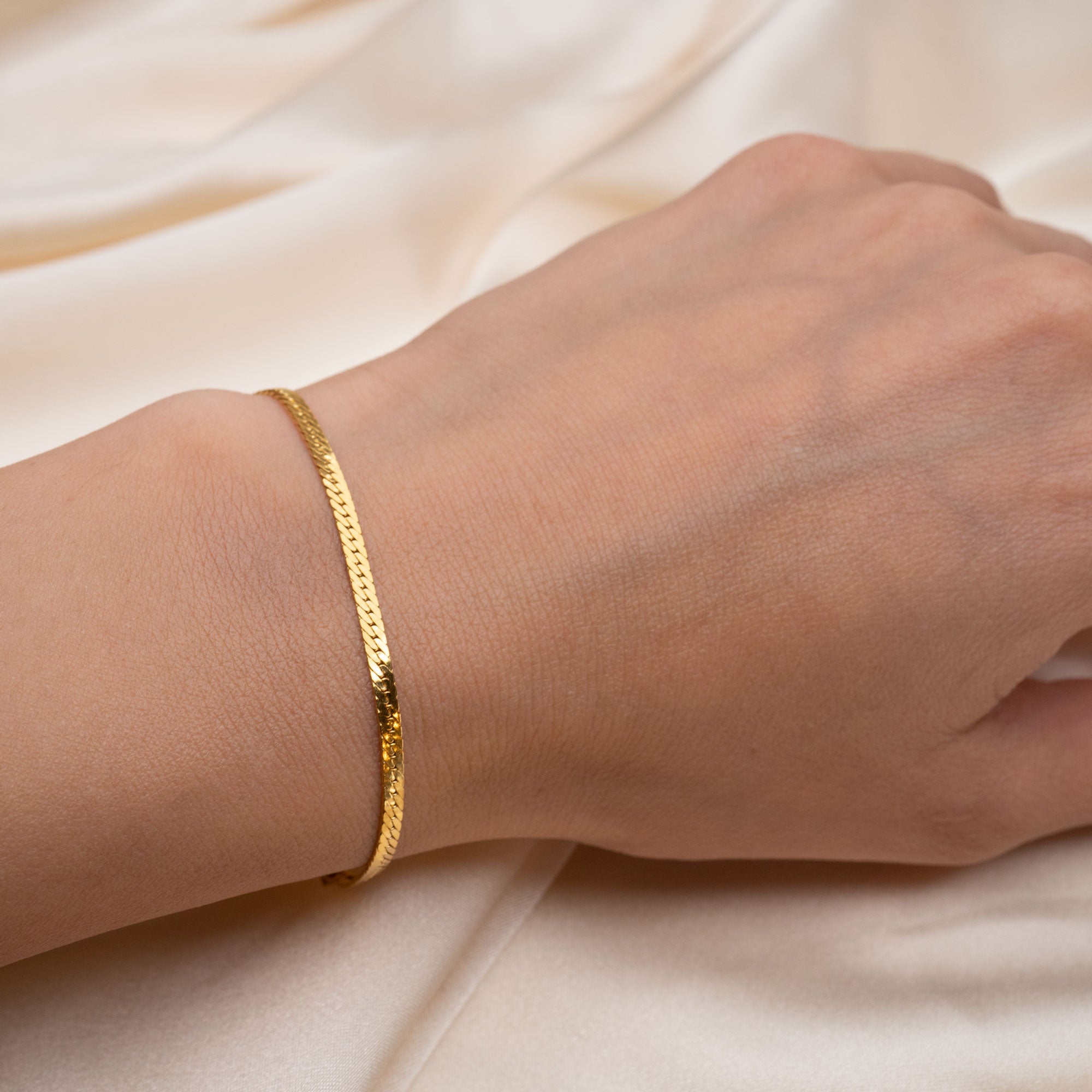 Gold Filled 3mm Herringbone Bracelet