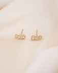 14k Triple Diamond Studs