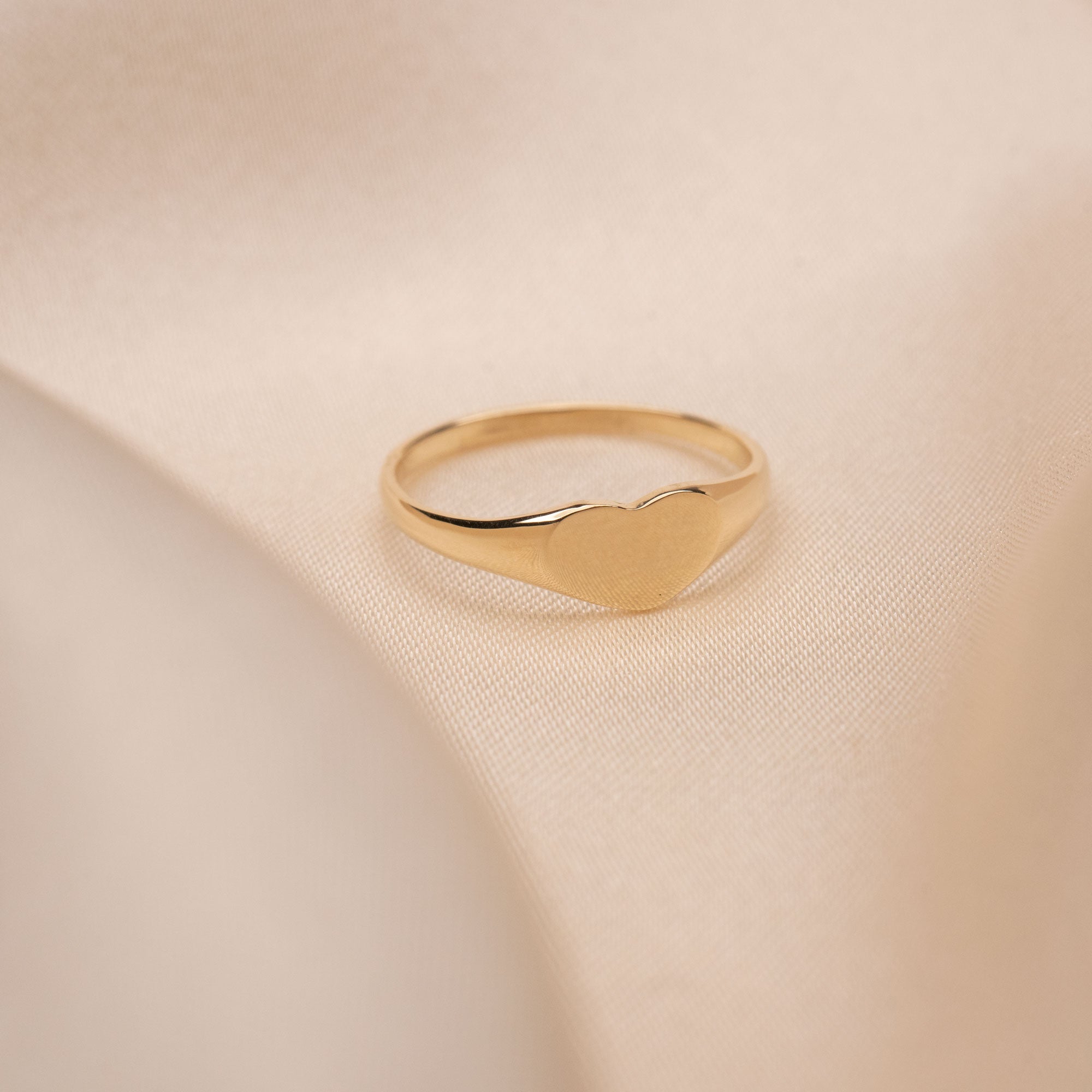 14k Gold Heart Signet Ring
