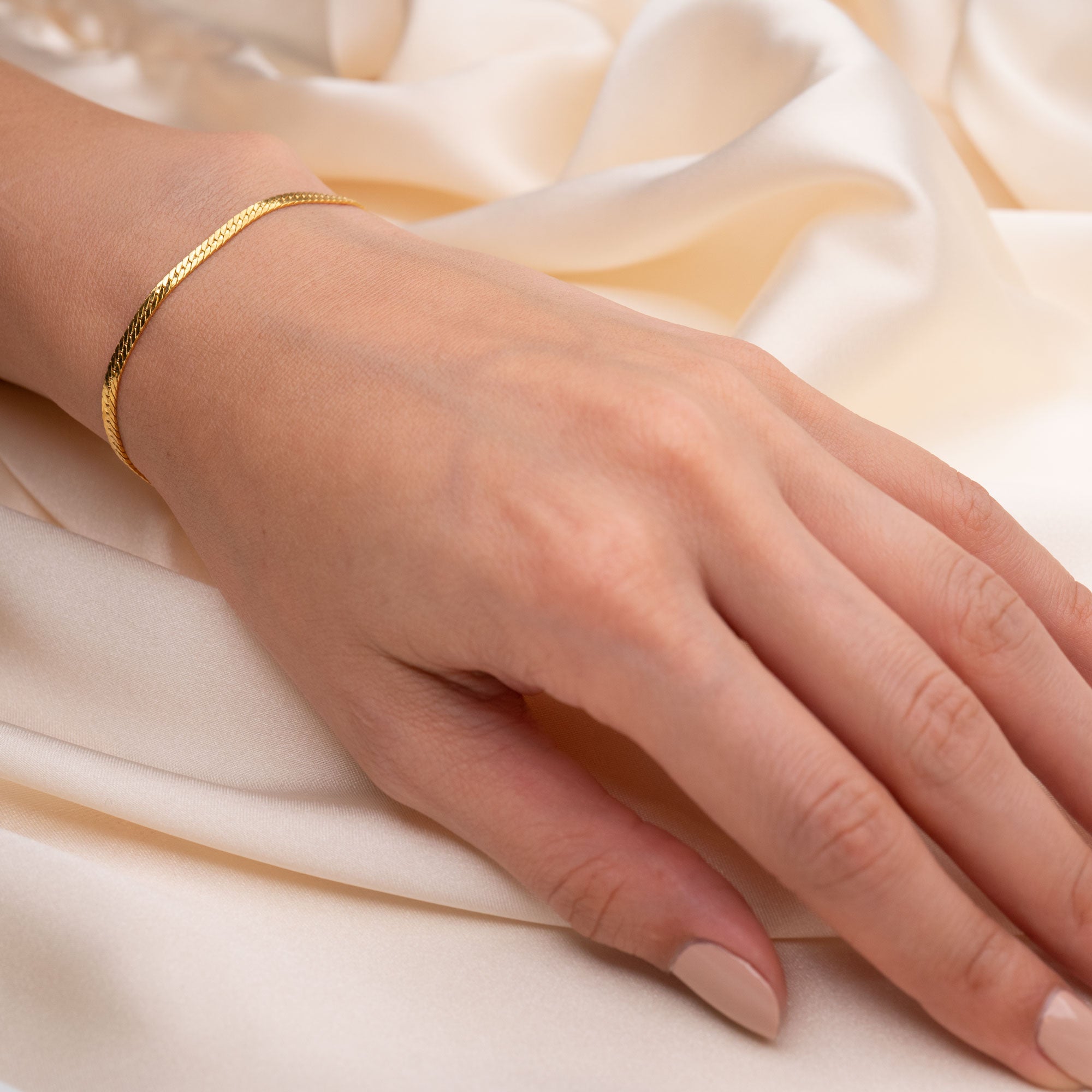 Gold Filled 3mm Herringbone Bracelet