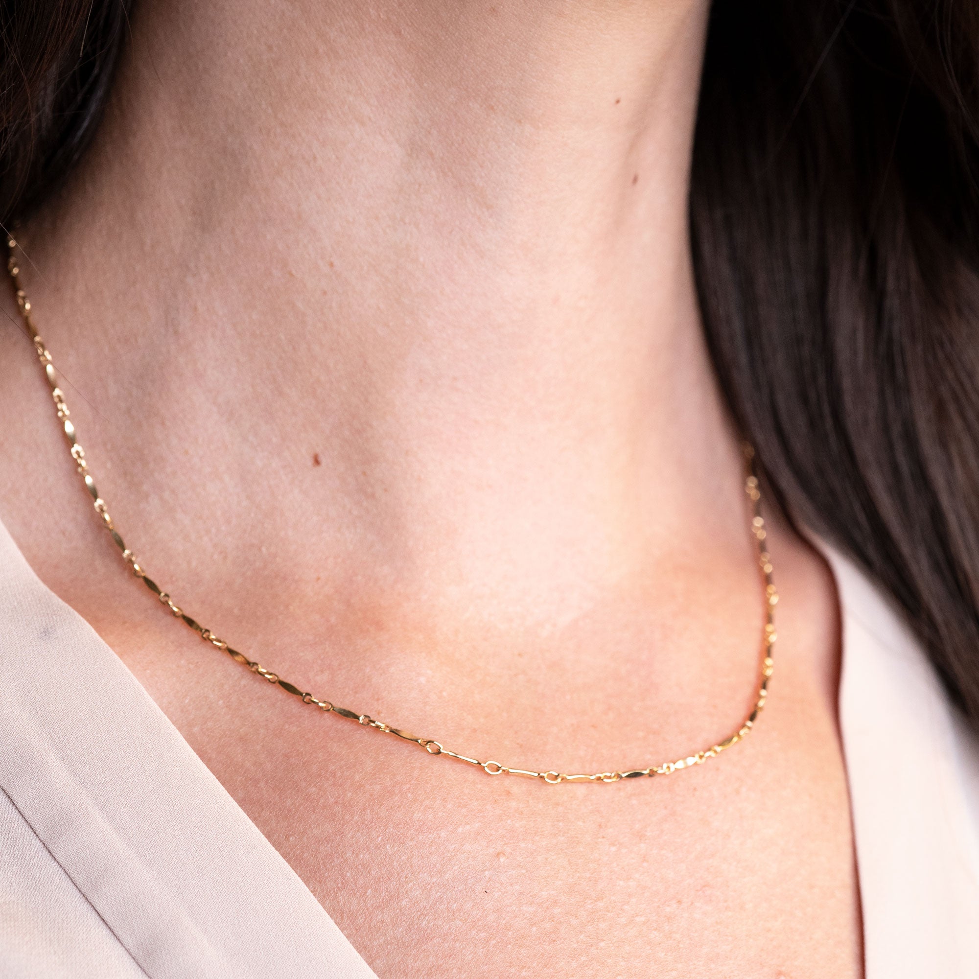 Gold Filled Dapped Bar Necklace