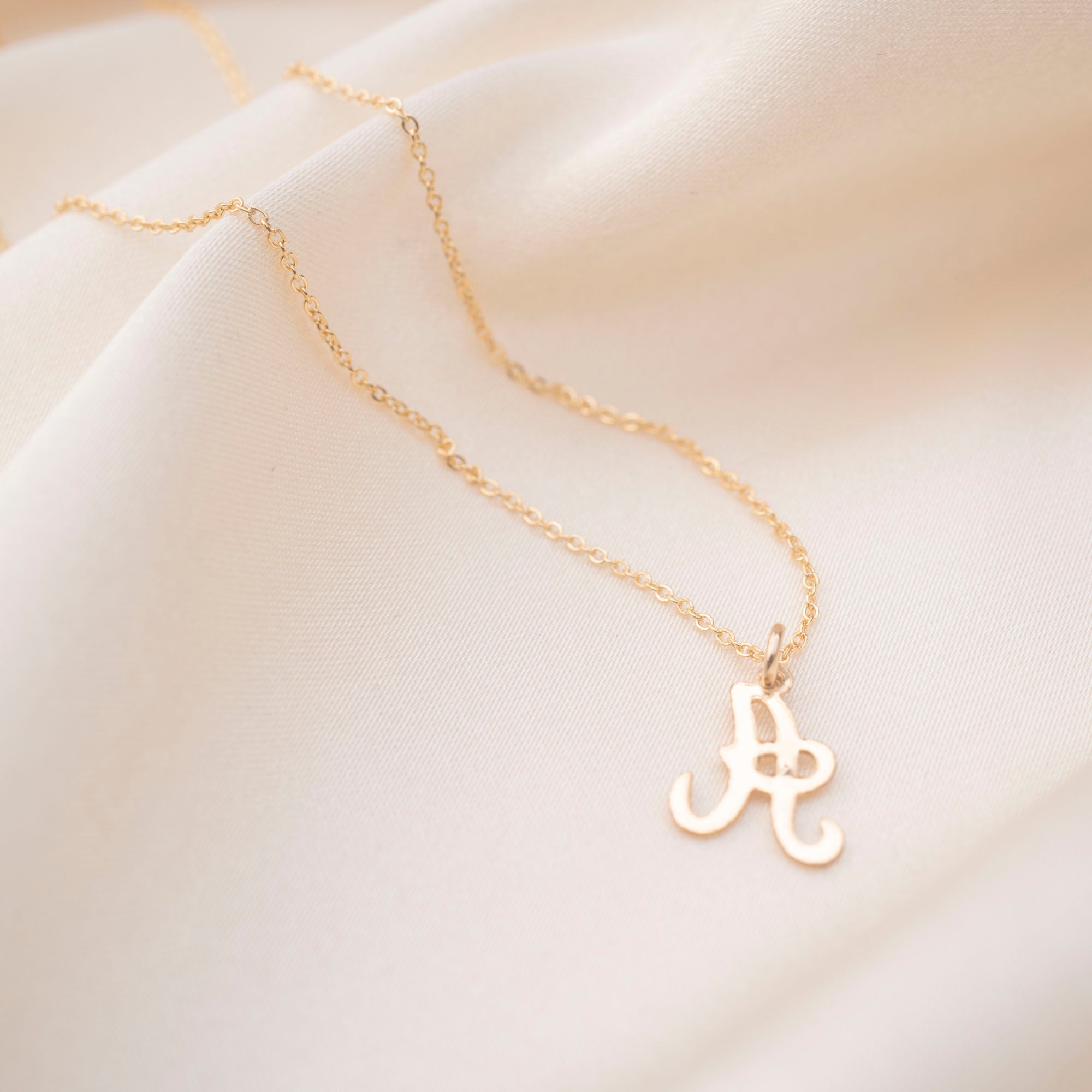 Gold Filled Script Letter Necklace | Script Letter Charm