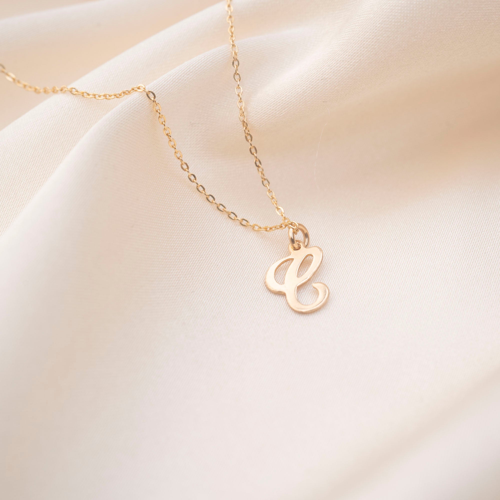 Gold Filled Script Letter Necklace | Script Letter Charm
