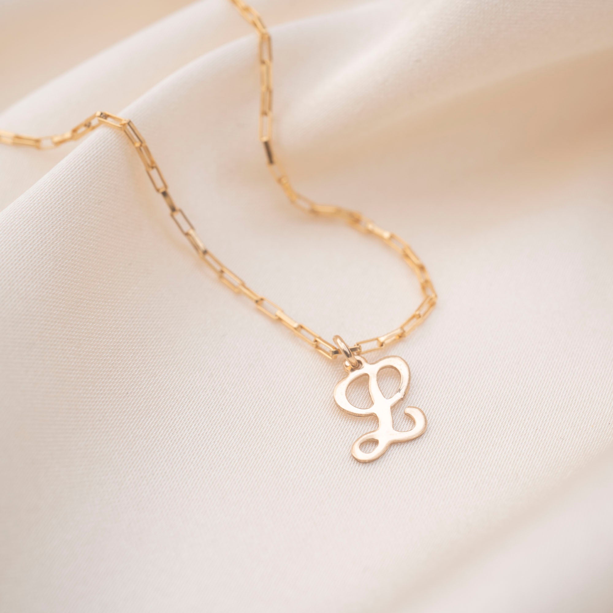 Gold Filled Script Letter Necklace | Script Letter Charm
