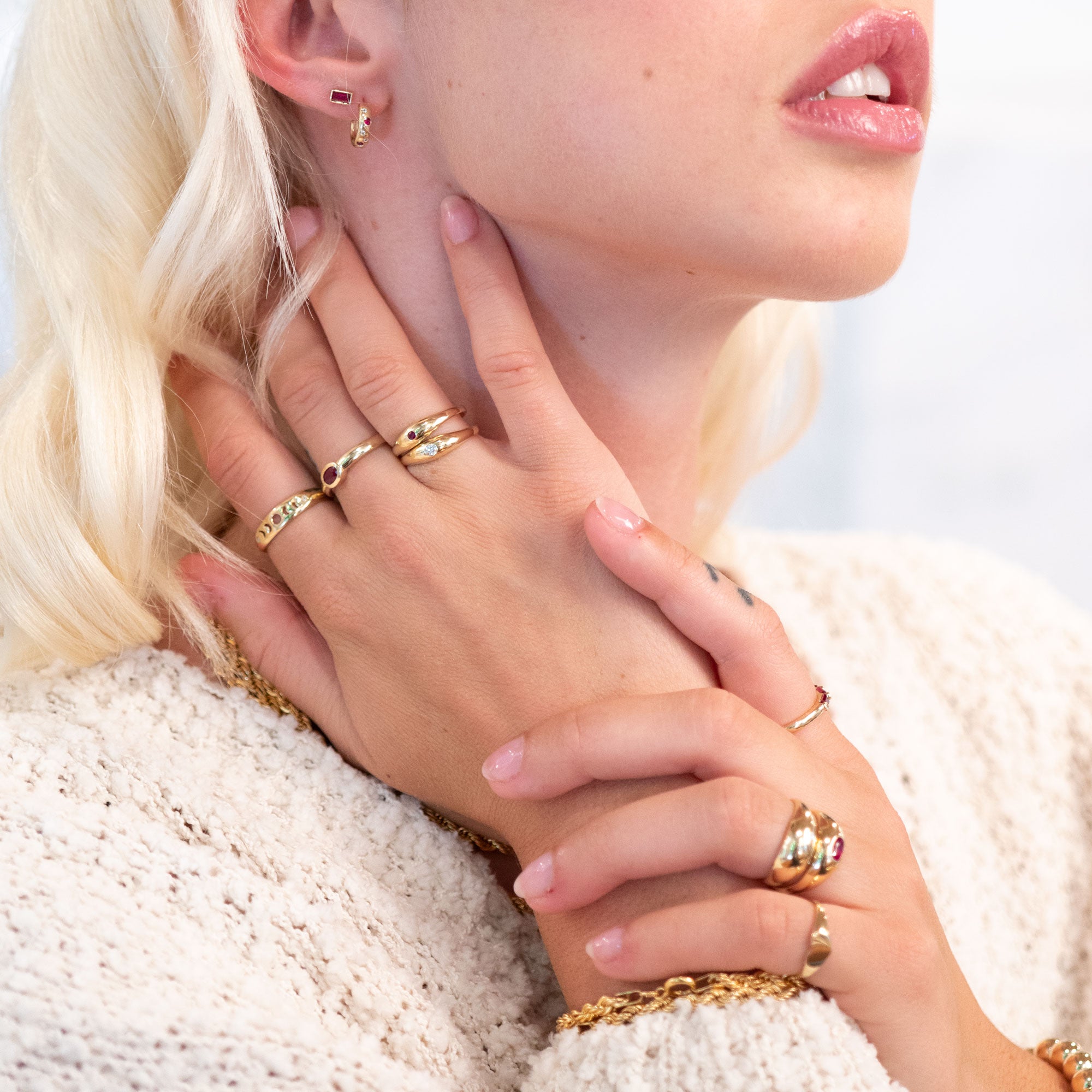 14k Little Diamond Dome Ring