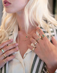 14k Gold Thin Emerald Dome Ring