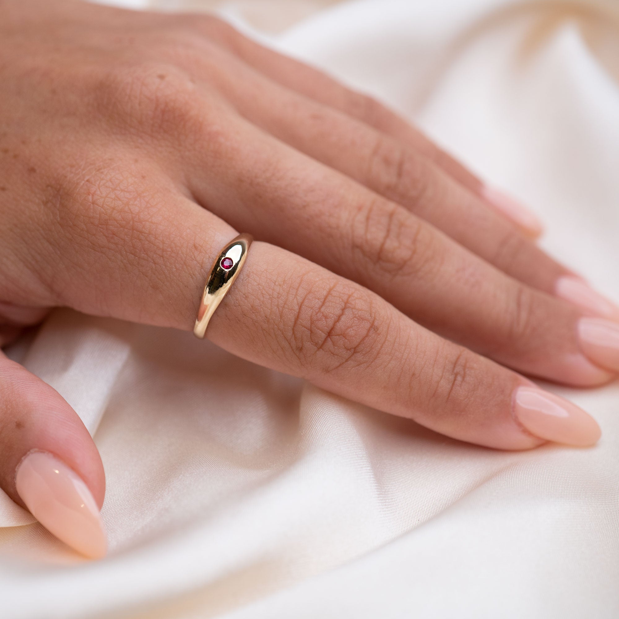 14k Little Ruby Dome Ring