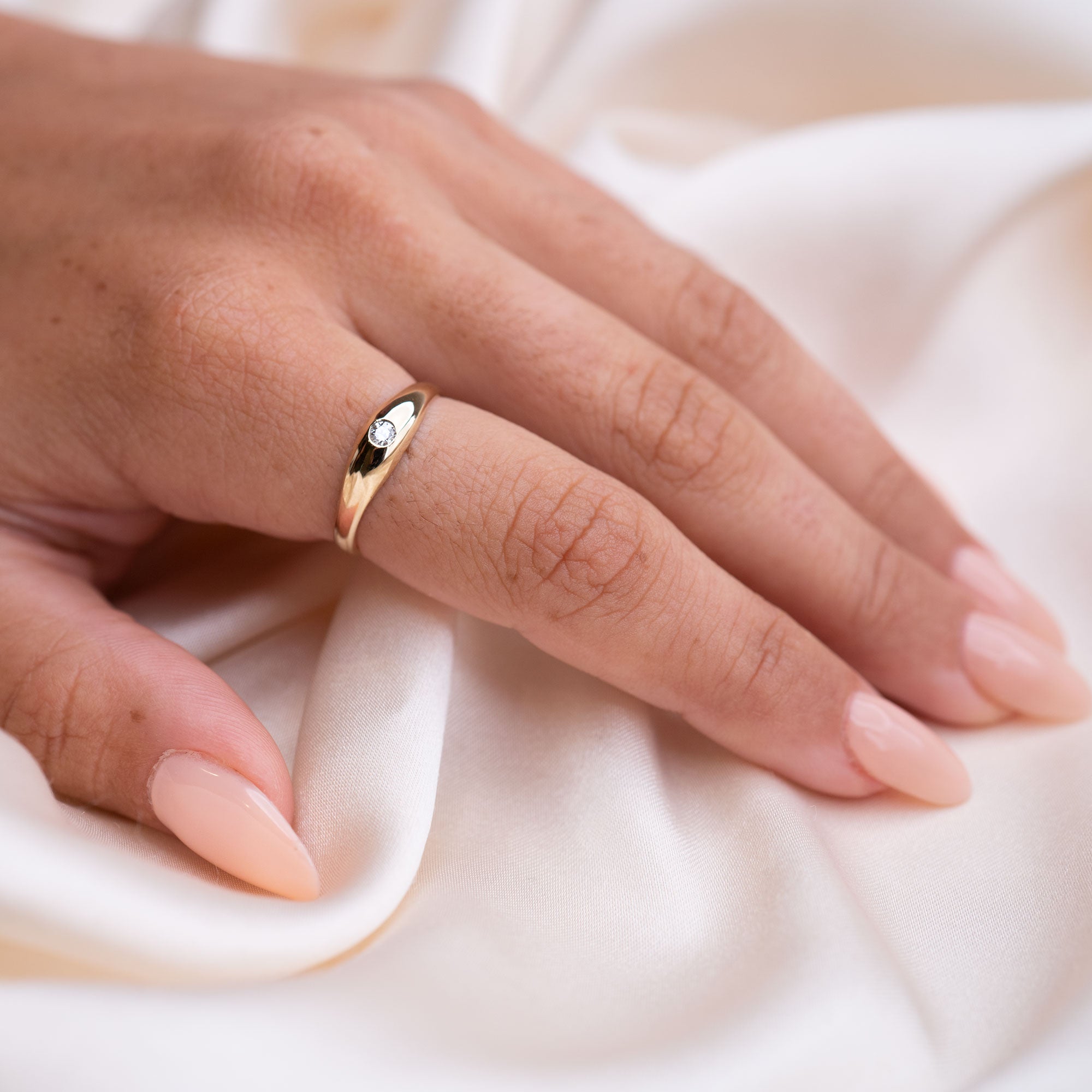 14k Little Diamond Dome Ring