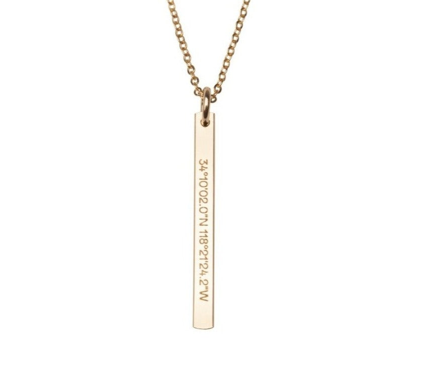 Gold Filled Vertical Bar Charm Necklace
