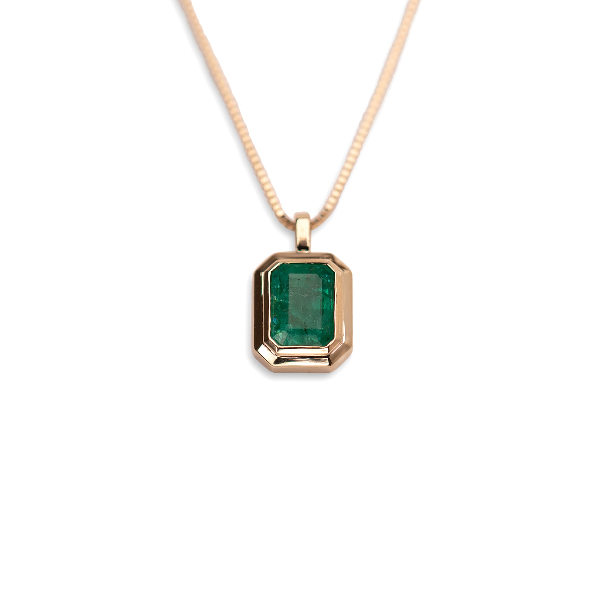 14k Emerald Tiered Bezel Necklace
