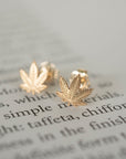 14k Gold Cannabis Studs