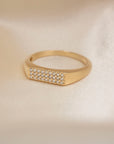 14k Rectangle Diamond Signet Ring