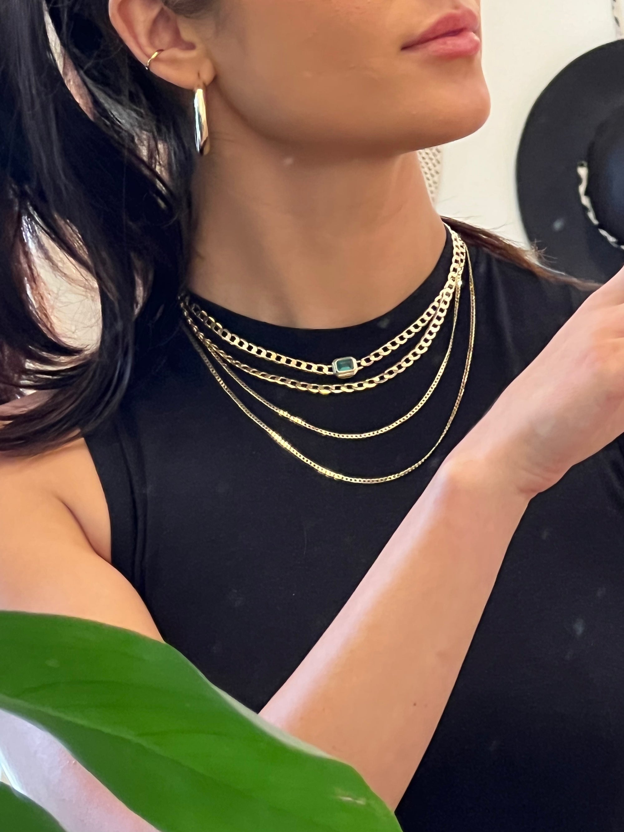 14k Thin Curb Link Necklace