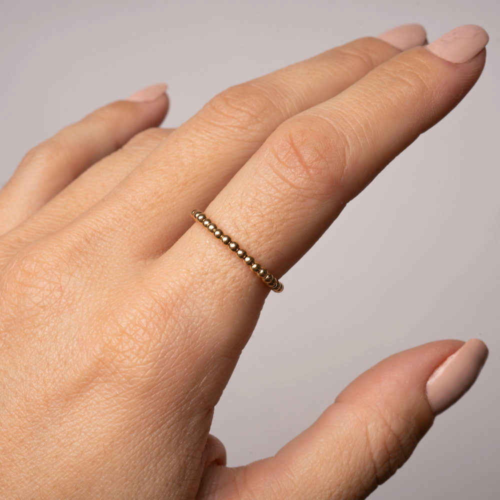 Gold Filled Beaded Stretch Ring