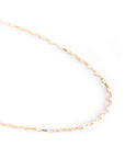 The Gold Filled Box Necklace features a delicate 14k gold filled chain with rectangular links for a timeless look, shown on a white background.
