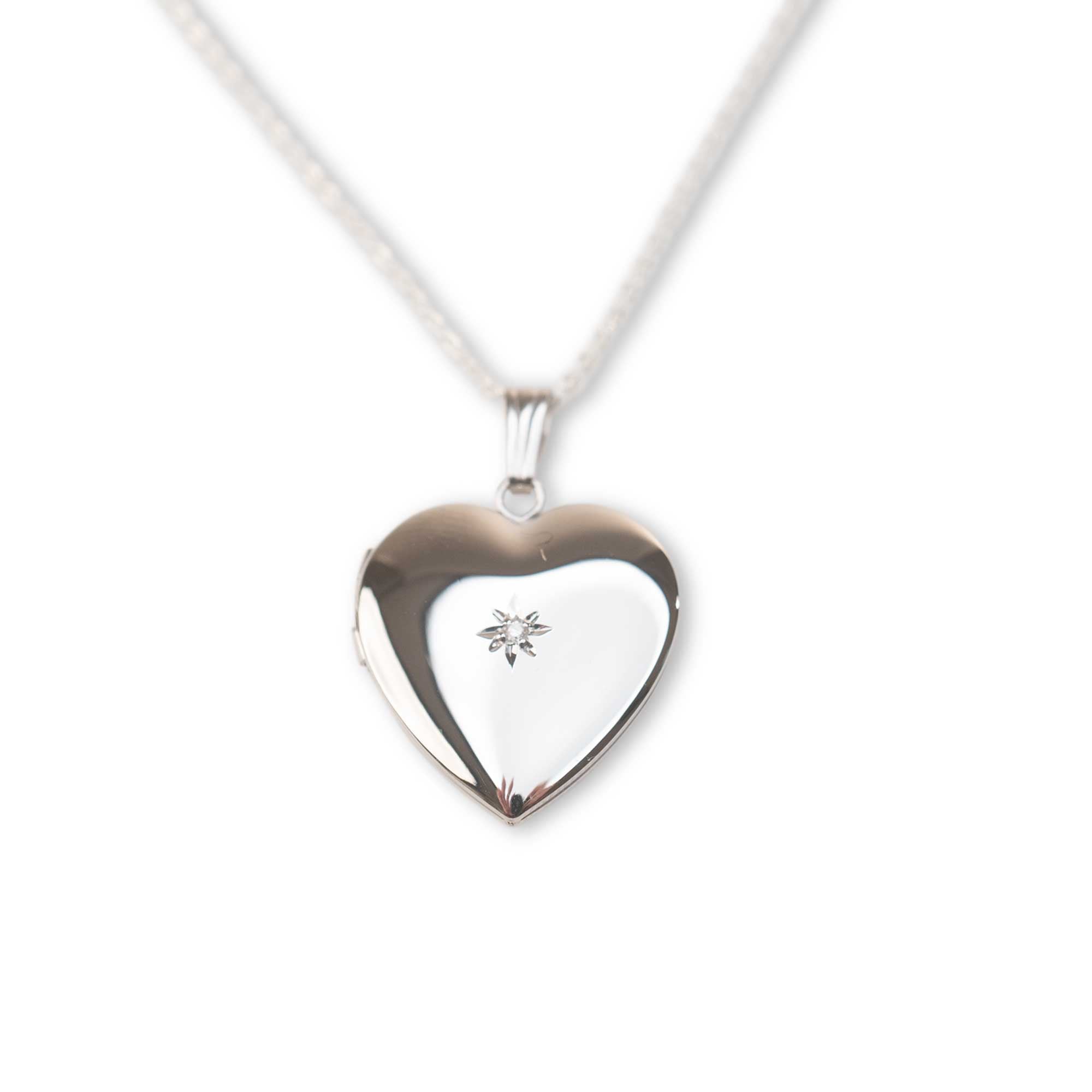 Silver Diamond Heart Locket
