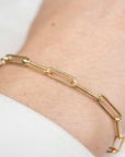 Gold Rectangle Bracelet XL, 14k Gold Bracelet, Simple Gold Bracelet, Chain and Link Bracelet, Bracelet, Chain Bracelet, Bold Bracelet