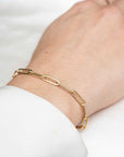 Gold Rectangle Bracelet XL, 14k Gold Bracelet, Simple Gold Bracelet, Chain and Link Bracelet, Bracelet, Chain Bracelet, Bold Bracelet