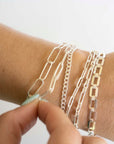 Sterling Silver Rectangle XL Bracelet, Sterling Silver Bracelet, Simple Silver Bracelet, Chain and Link Bracelet, Bracelet, Chain Bracelet