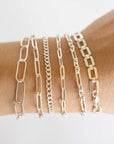 Sterling Silver Rectangle XL Bracelet, Sterling Silver Bracelet, Simple Silver Bracelet, Chain and Link Bracelet, Bracelet, Chain Bracelet