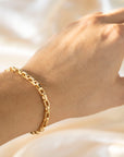 Gold Athena Bracelet, 14k Gold Bracelet, Simple Gold Bracelet, Chain and Link Bracelet, Chain Bracelet, Gift for Her, Rectangle Bracelet