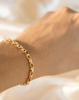 Gold Athena Bracelet, 14k Gold Bracelet, Simple Gold Bracelet, Chain and Link Bracelet, Chain Bracelet, Gift for Her, Rectangle Bracelet
