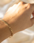 Gold Figaro Bracelet, 14k Gold Bracelet, Simple Gold Bracelet, Chain and Link Bracelet, Chain Bracelet, Gift for Her, Rectangle Bracelet