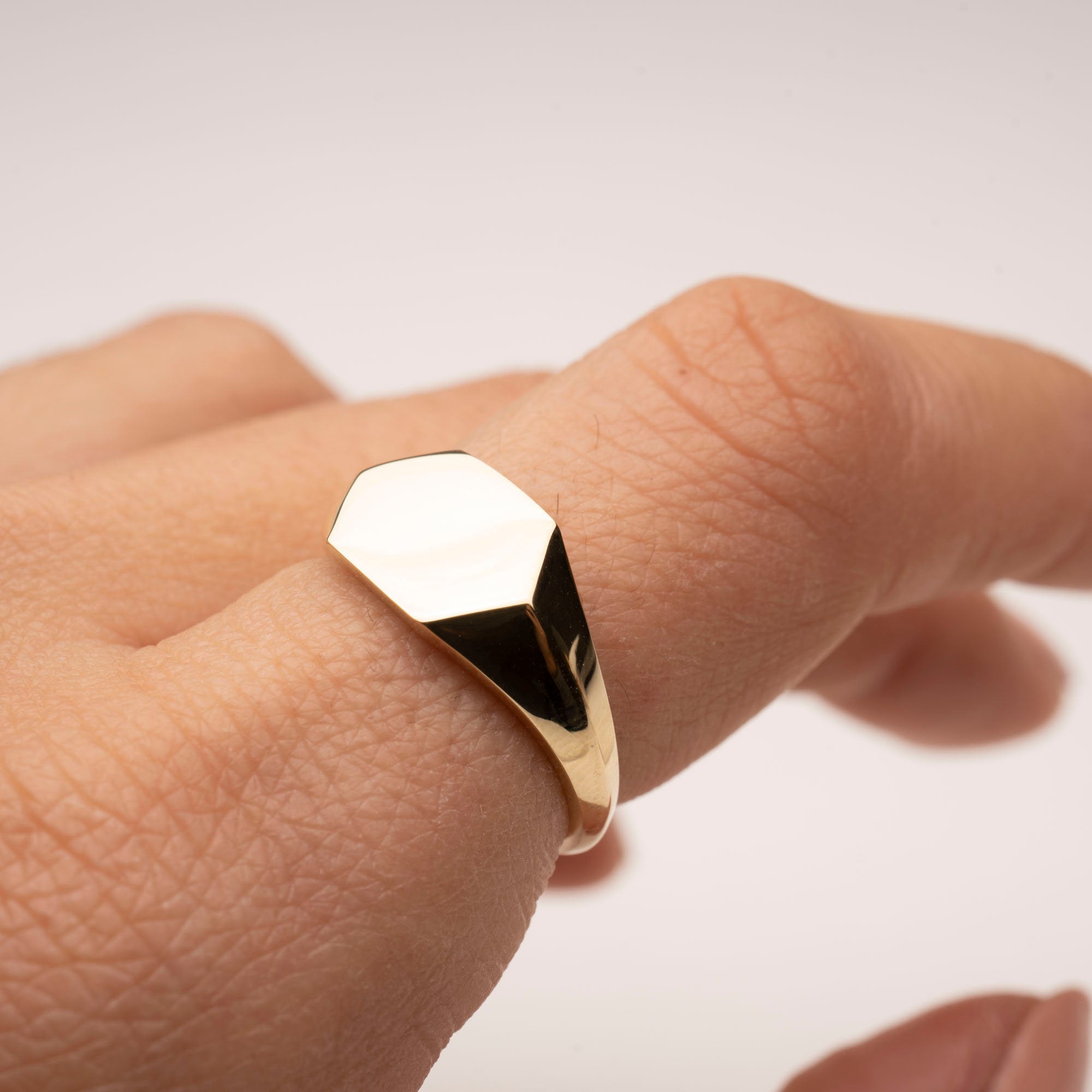 14k Gold Geometric Signet Ring