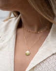 Gold Circle Disc Necklace
