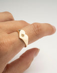 Diamond Heart Signet Ring - Fine Jewelry
