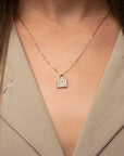 14k Diamond Padlock Necklace, Gold Lock Charm Necklace, 14k Diamond Necklace, Gold Lock Charm, Holiday Gift, Gift for Her, Lock Necklace