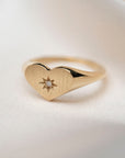 Diamond Heart Signet Ring - Fine Jewelry