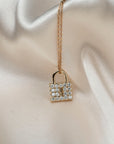 14k Diamond Padlock Necklace, Gold Lock Charm Necklace, 14k Diamond Necklace, Gold Lock Charm, Holiday Gift, Gift for Her, Lock Necklace