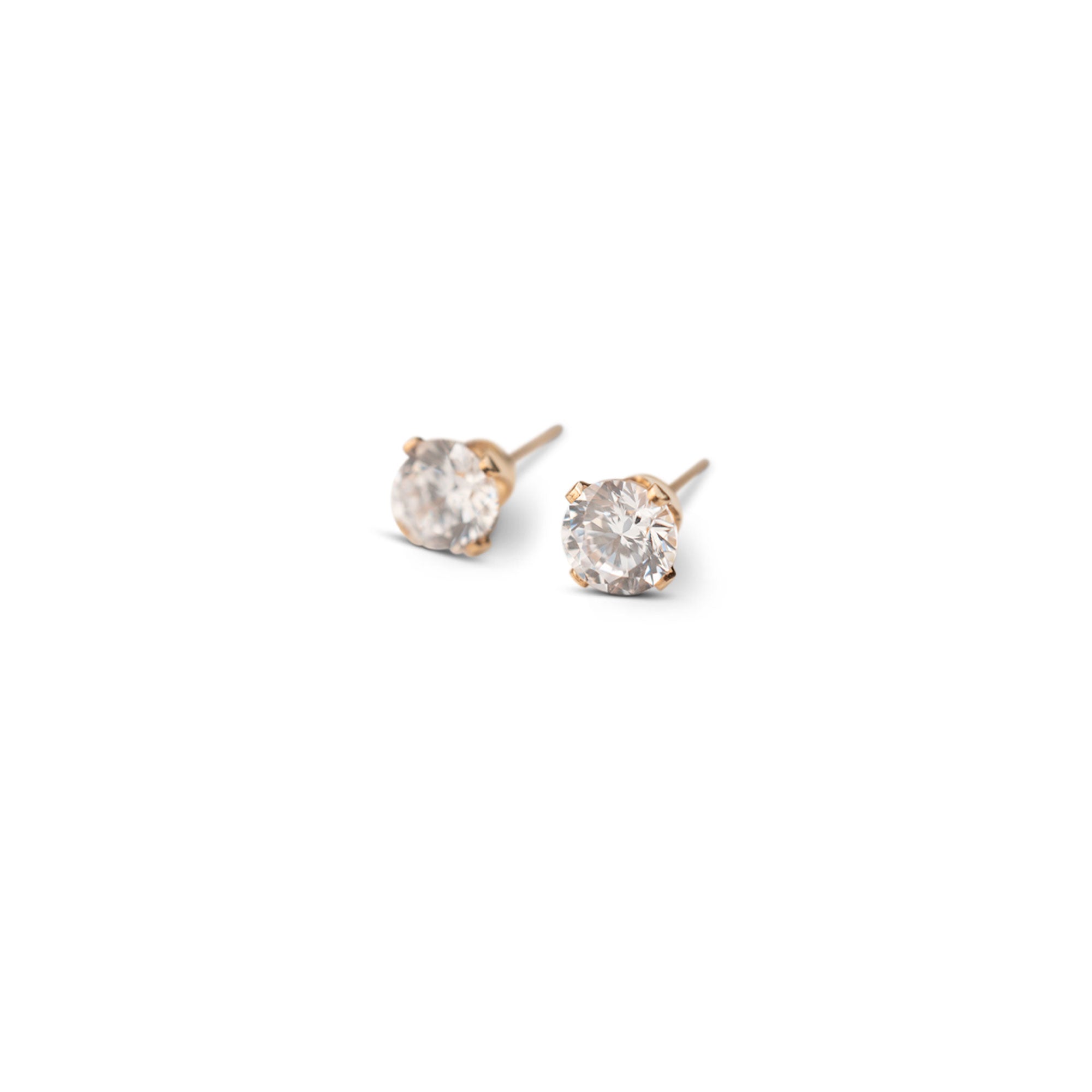 Gold Filled Crystal Studs | White