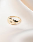 14k Gold Starburst Signet Ring