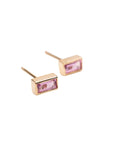 14k Pink Sapphire Baguette Studs