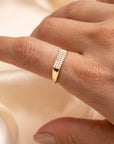 14k Rectangle Diamond Signet Ring